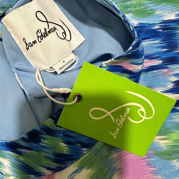 Sam Edelman Size 4 Brushstroke Garden A-Line Mock Neck Midi Dress NWT - Picture 9 of 10